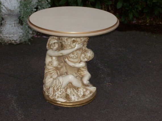 vintage shabby PEDESTAL for STATUE plant stand by ROSESdePARIS