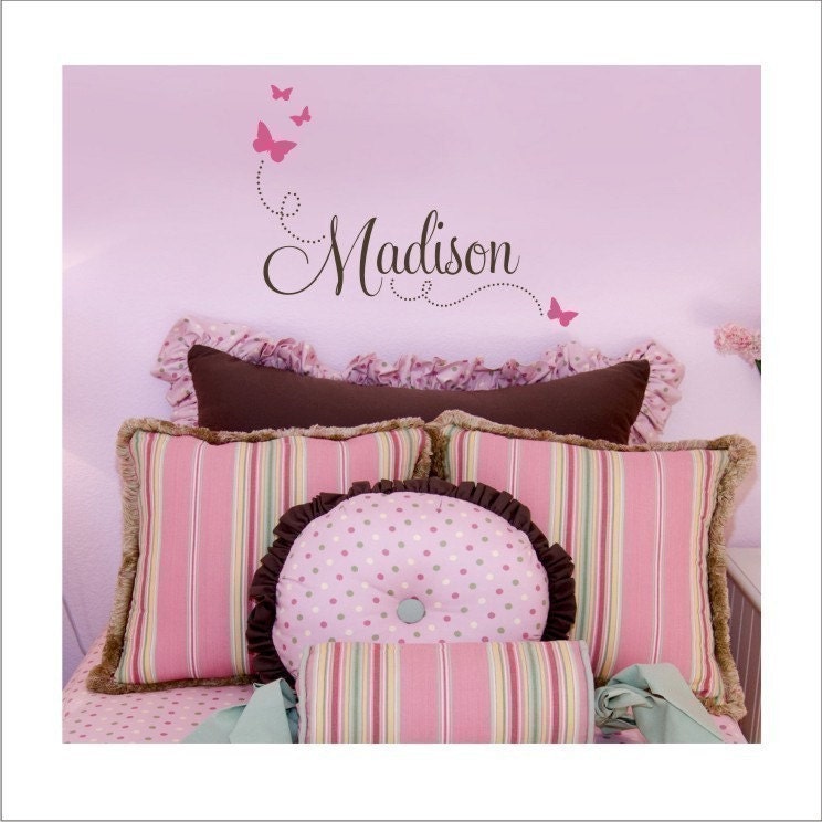 Butterfly Custom Name Decal - Vinyl Wall Art - Butterflies - Vinyl