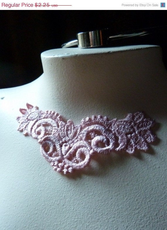 Last One - Venice Lace Applique in Blushing Peach for Jewelry or Costume Design CA 771
