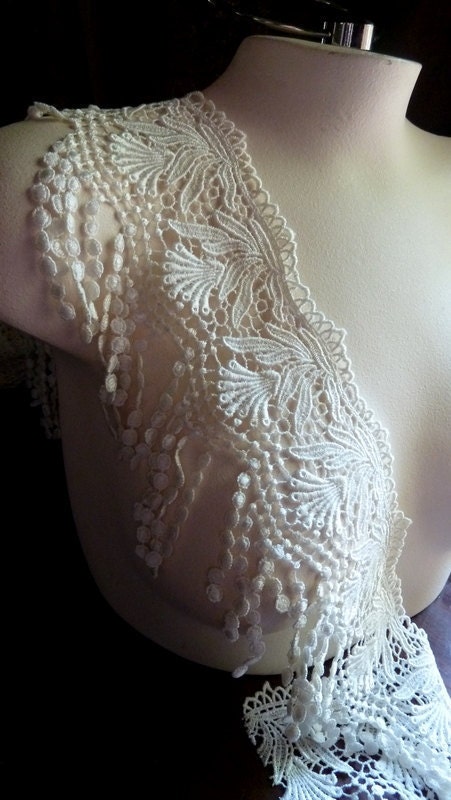 Fringe Lace in Ivory Creme for Bridal, Corsets, Belly Dance or Tribal Fusion Costumes, Altered Couture