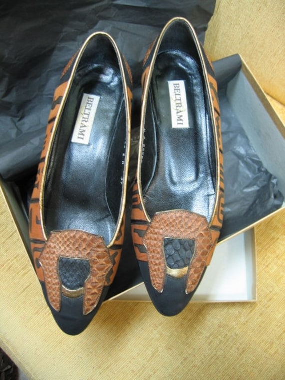ITALIAN LUXURY Vintage Beltrami Shoes Egyptian Theme Design Size 37