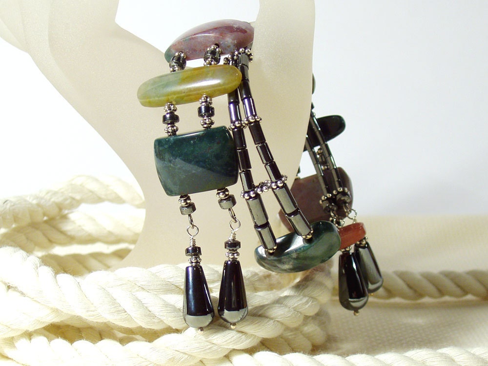 Statement Bracelet, Memory Wire Bracelet, Fancy Jasper, One of a Kind