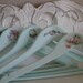 Set of (5) Sweet & Shabby Wooden Clothes Hangers...Aqua with Roses