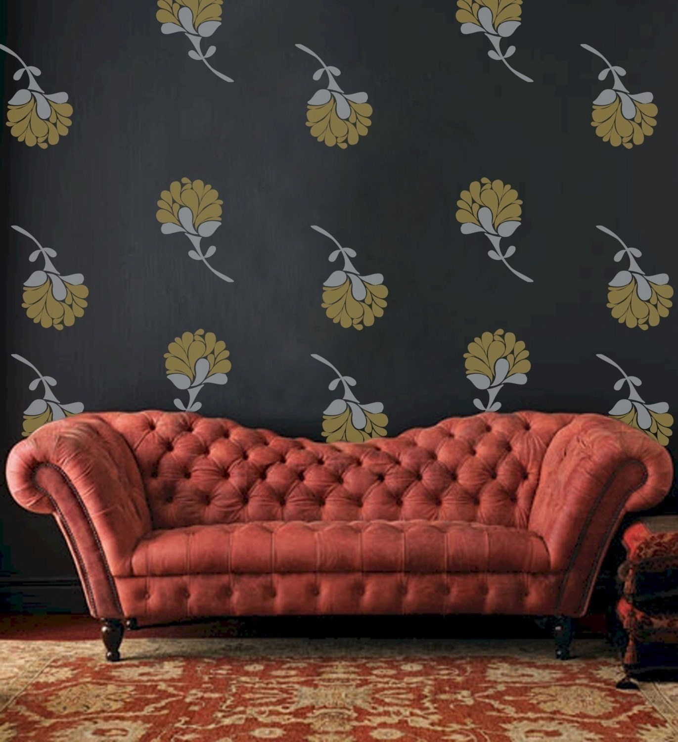 Vinyl Wall Decals, Vintage Flower Blooms - 16 graphics, Wallpaper, Vinyl Wall Graphics, Stickers, Item 10002