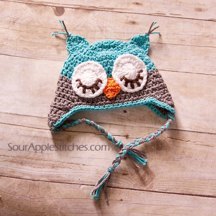 Custom Crochet Sleepy Owl Earflap Beanie