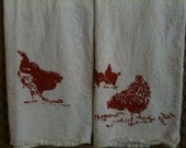 Floursack Dish Towel - Chickens - set of 2