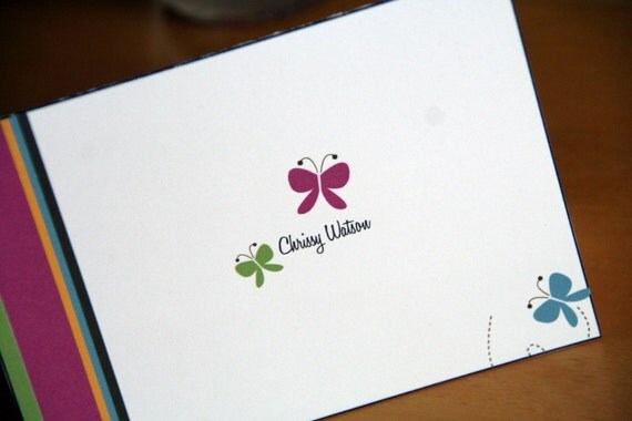 12 A1 Personalized Colorful Blank Butterfly Notecard Set