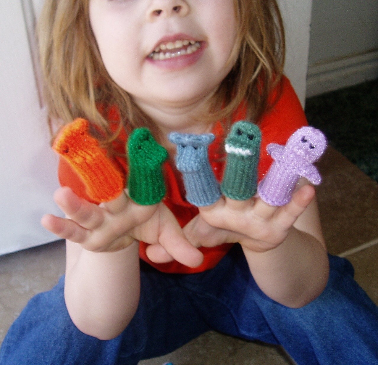 Dinosaur Finger Puppet Set (Includes 5 different dinosaurs.)  We can create custom orders of individual puppets or sets.