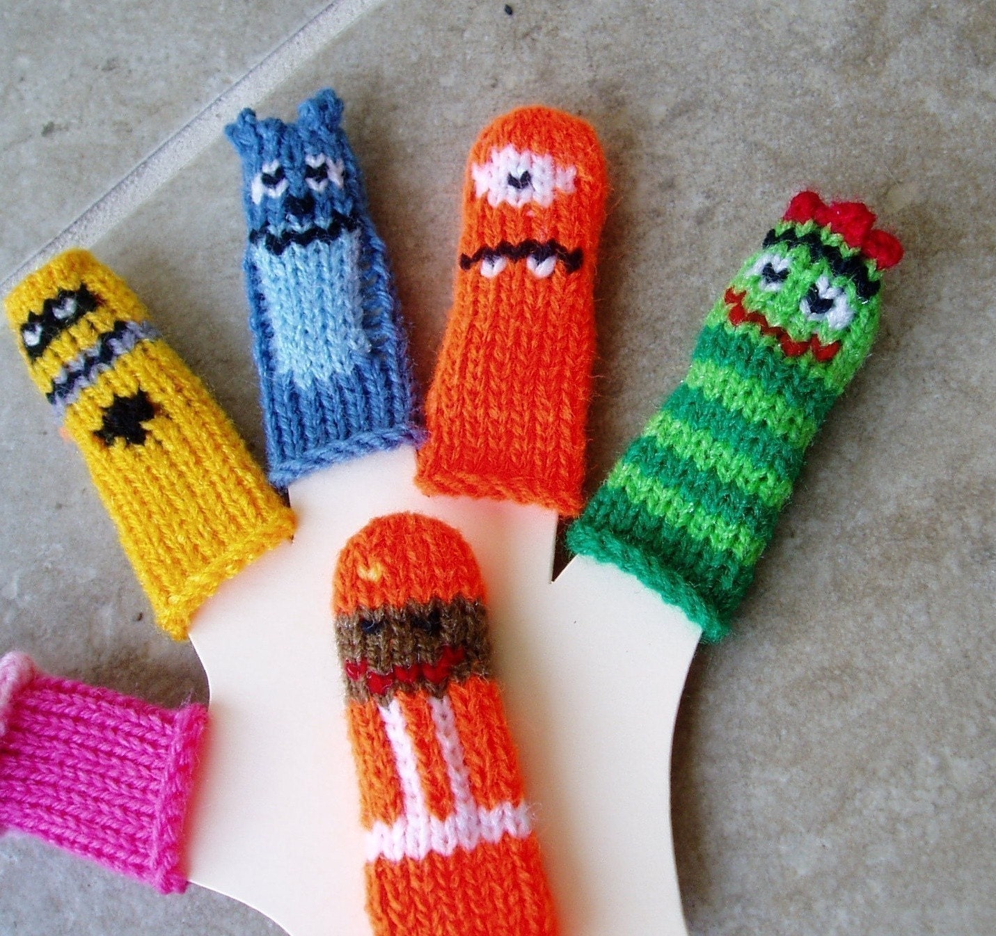 Friendly Monster Finger Puppet Set.  We can create custom orders of individual puppets or puppet sets.