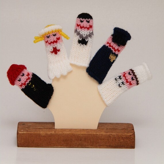 ON SALE.  Community Helpers Finger Puppet Set  (Includes Firefighter, Nurse, Doctor, Police Officer, and Chef.)  We can create custom listings of individual puppets or puppet sets.