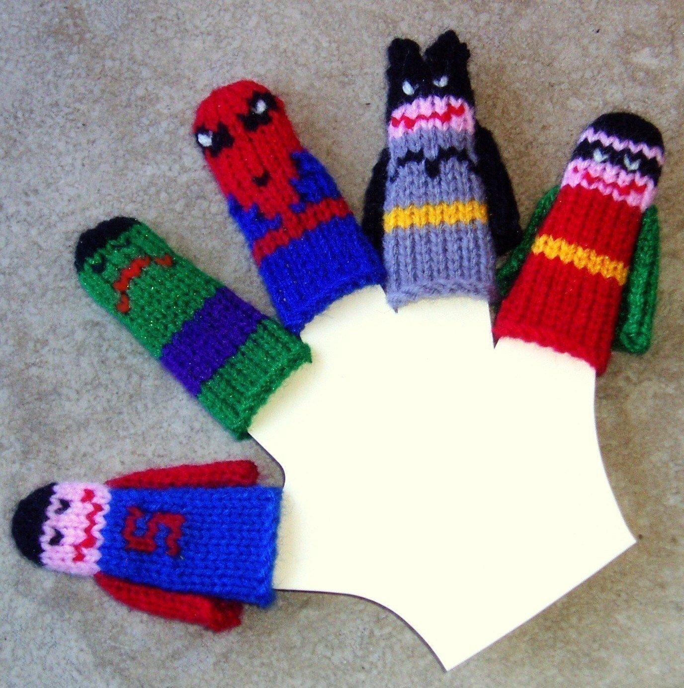 Super Heroes Finger Puppet Set (5 puppets)  We can create custom orders of individual puppets or puppet sets.