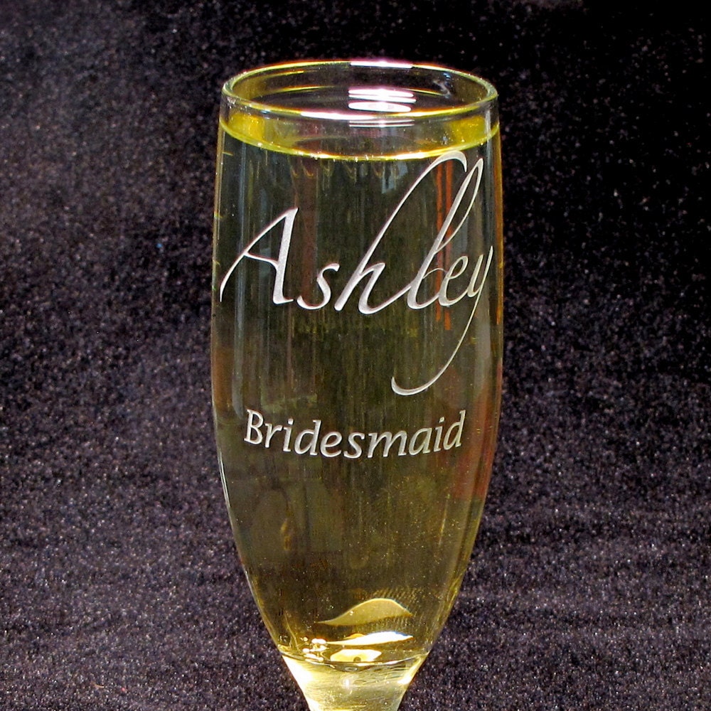2 Personalized Bridesmaid Gifts Wedding Champagne Flutes