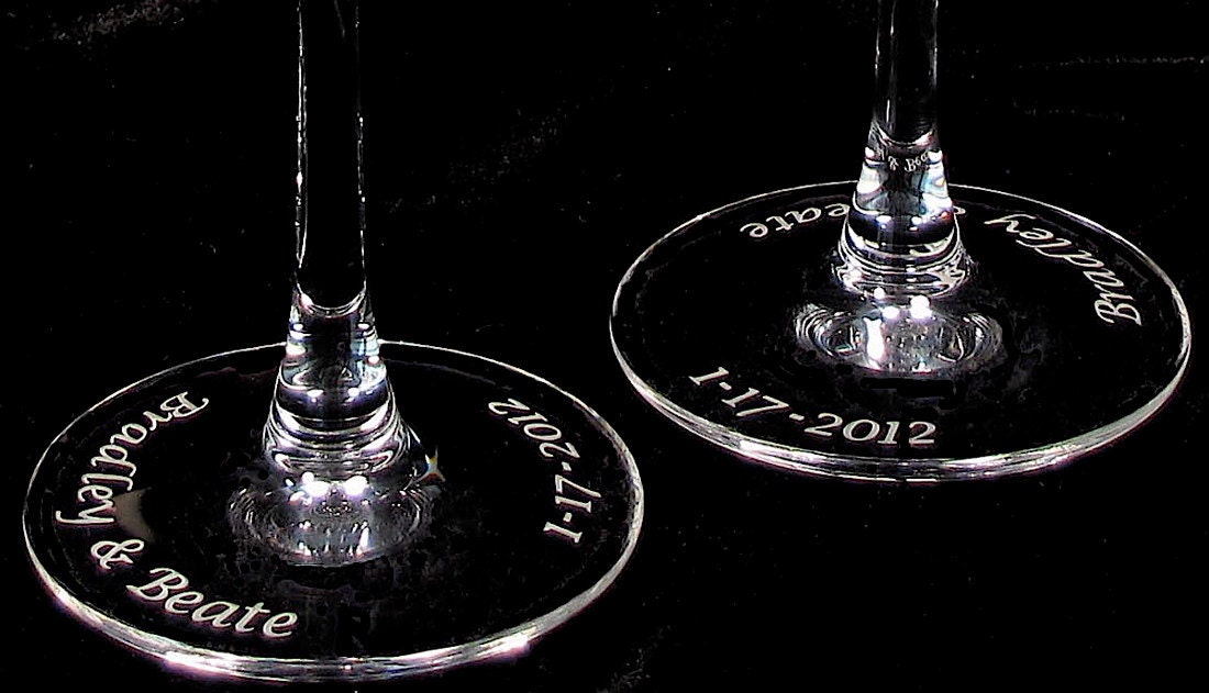 Music Wedding Toasting Flutes, Fine Crystal, Engraved and Personalized