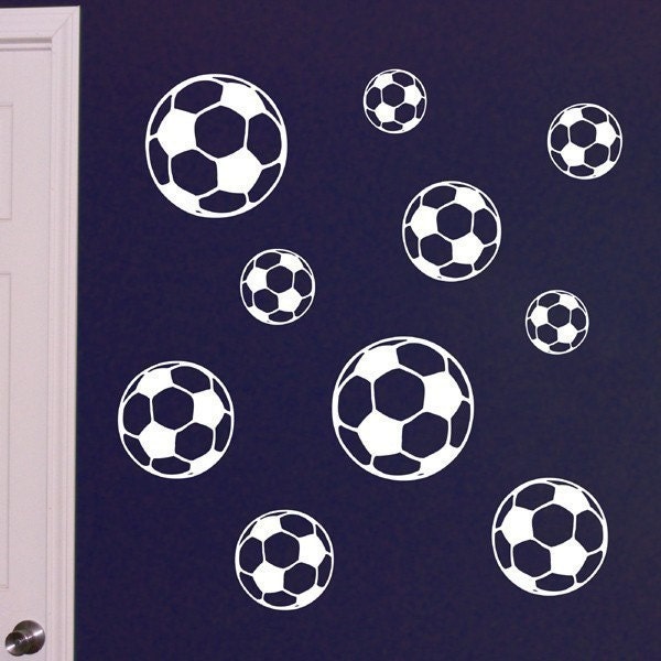 Set of Ten Soccer Balls vinyl decals