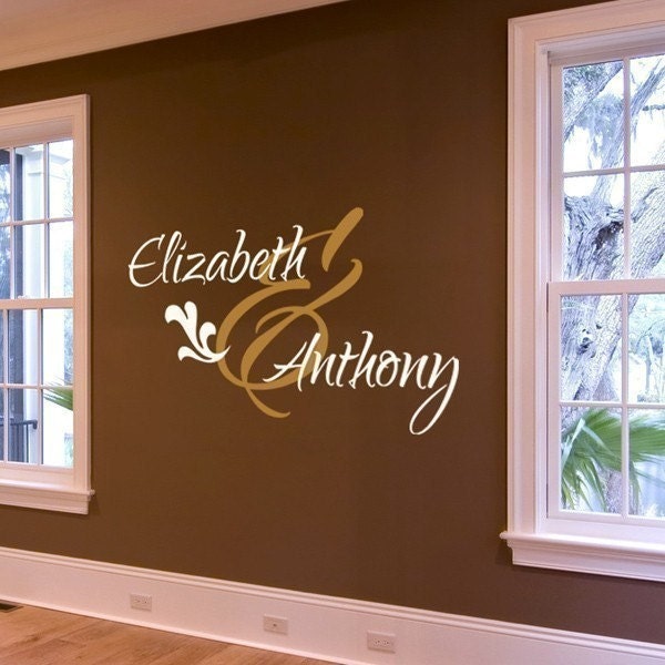 Swirl Wedding Monogram vinyl decal