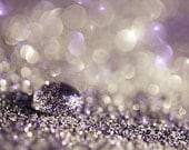Purple Glitter Decor Photograph pastel lilac lavender white silver black sparkle light purple circles dark bokeh bright  abstract 8x8 - AmeliaKayPhotography