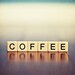 Foodie Photograph - kitchen decor coffee word text typography blue purple white cream black lilac 5x5