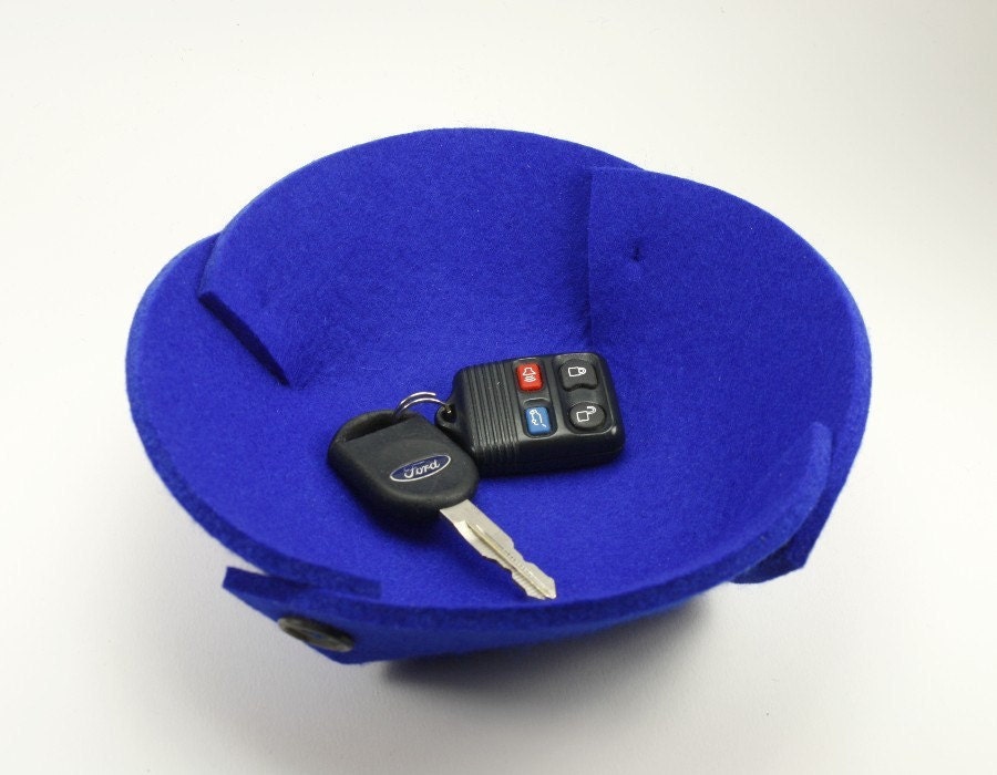 Small Felt Bowl in 5mm Thick Virgin Merino Wool Felt- Royal Blue