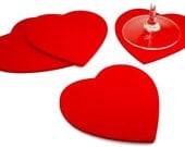 SALE Felt Heart Coasters in 5MM Thick Virgin Merino Wool Felt-FIRE