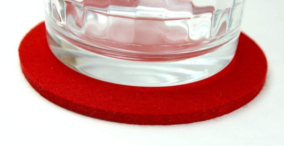 Felt Coasters in 5mm Thick Virgin Merino Wool Felt, round, FIRE