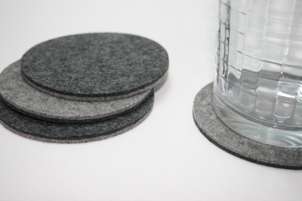 Felt Coasters in 5MM Thick Virgin Merino Wool Felt-Reversible Grey