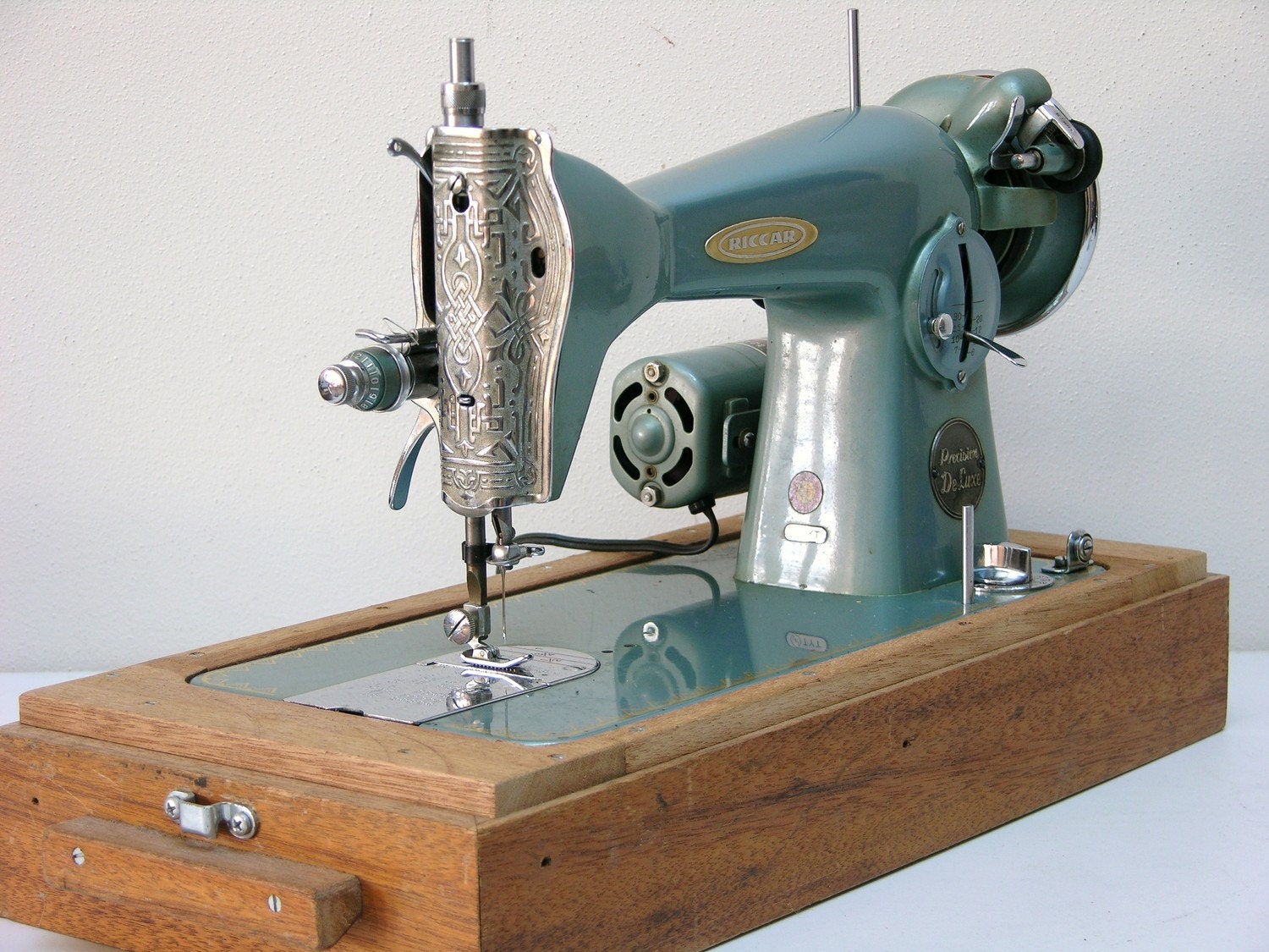 Blue Precision DeLuxe Vintage Sewing Machine by arksendeavors