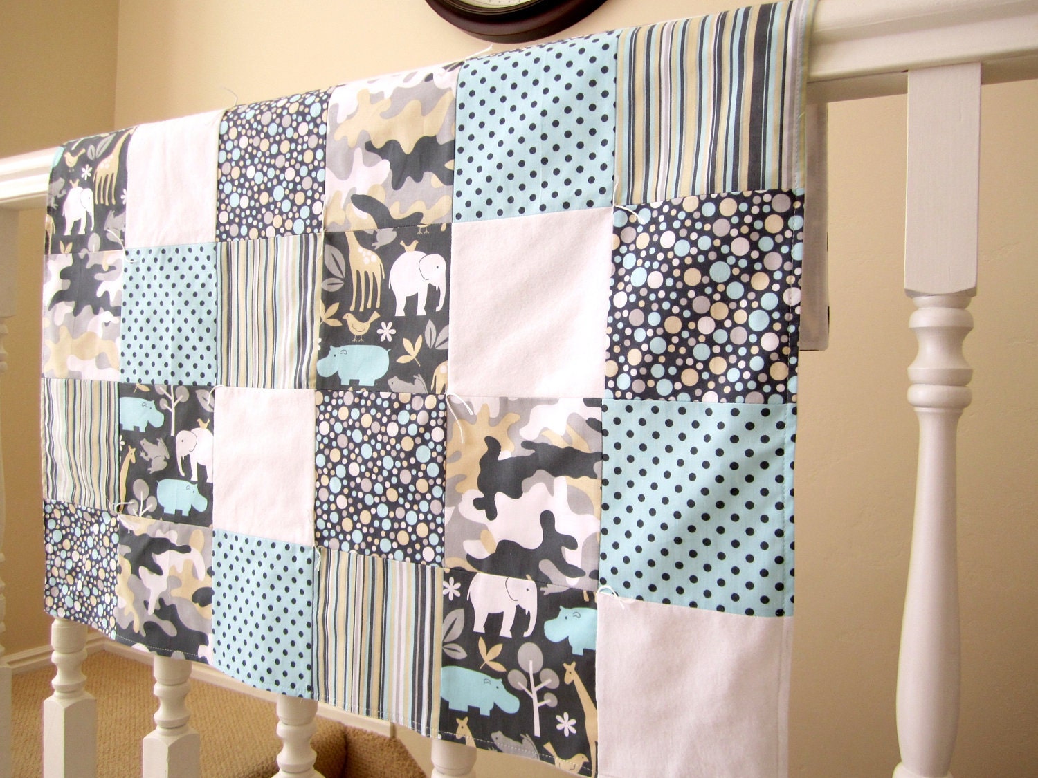 Zoology Patchwork Quilted Baby Blanket