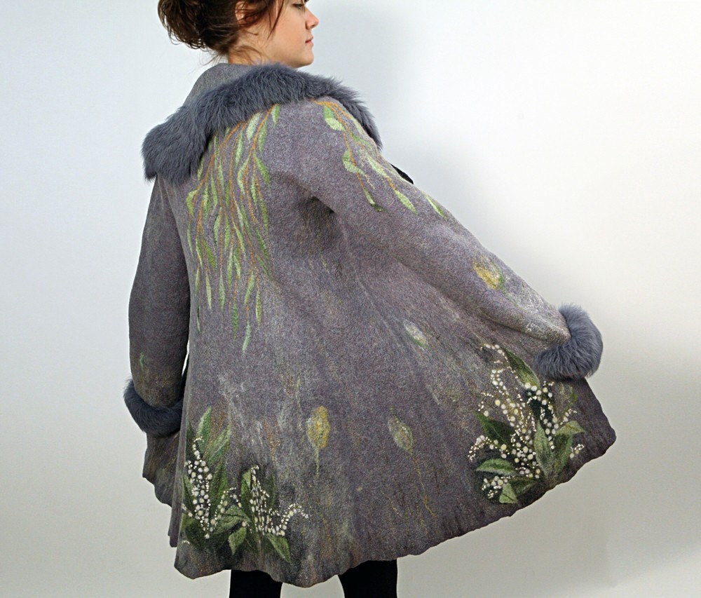 Hand felted merino wool coat Lily of the Valley READY TO SHIP