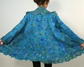Nuno felted wool coat jacket PEACOCK