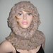 Natural color wool hand knitted cowl hoodie scarf