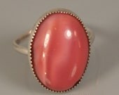 Antique Sterling PINK Glass Oval Ring
