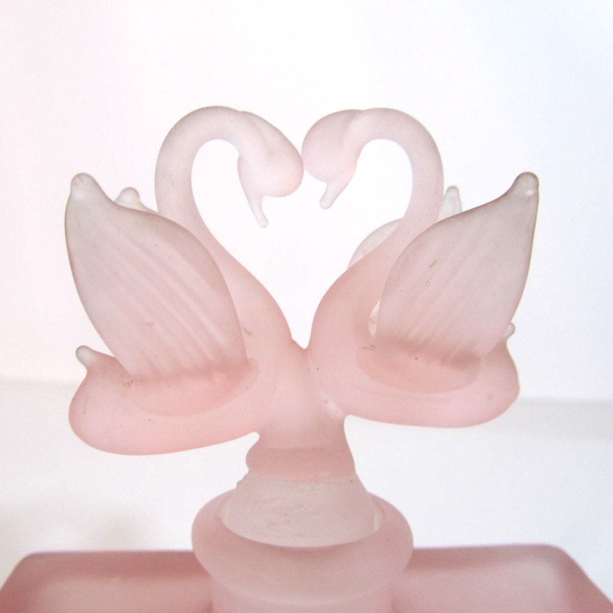 Antique pink satin glass perfume bottle swans