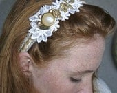 Gold and ivory  little wish headband