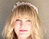 SALE- headband of ribbon and net in pink