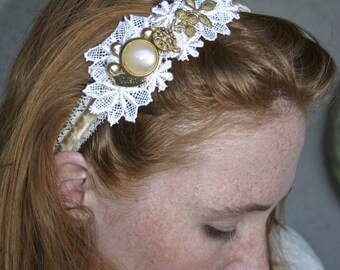 Gold and ivory  little wish headband