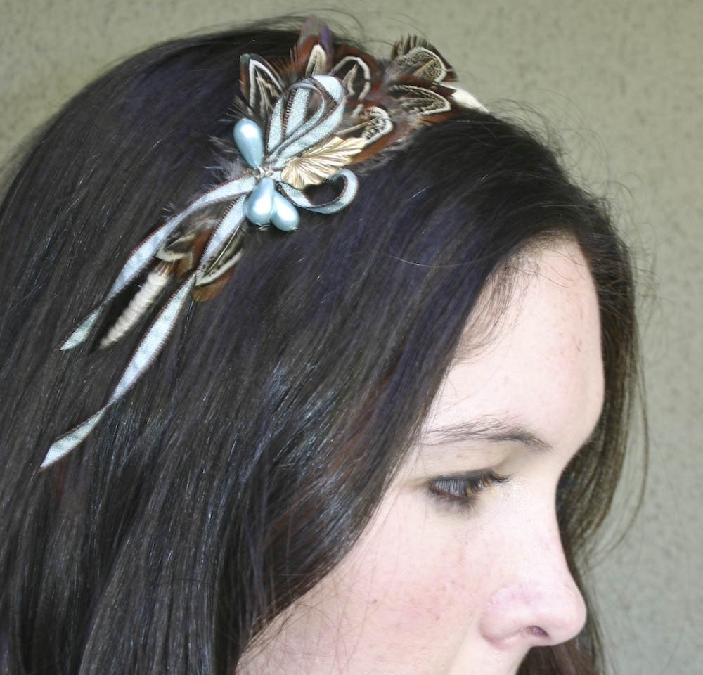 Adult headband, feathers and bows headband