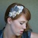 headband of rolled gray and pink roses