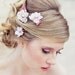 Wedding hair accessory, Set of three flower bobby pins in ivory and pink, wedding flower bobby pins