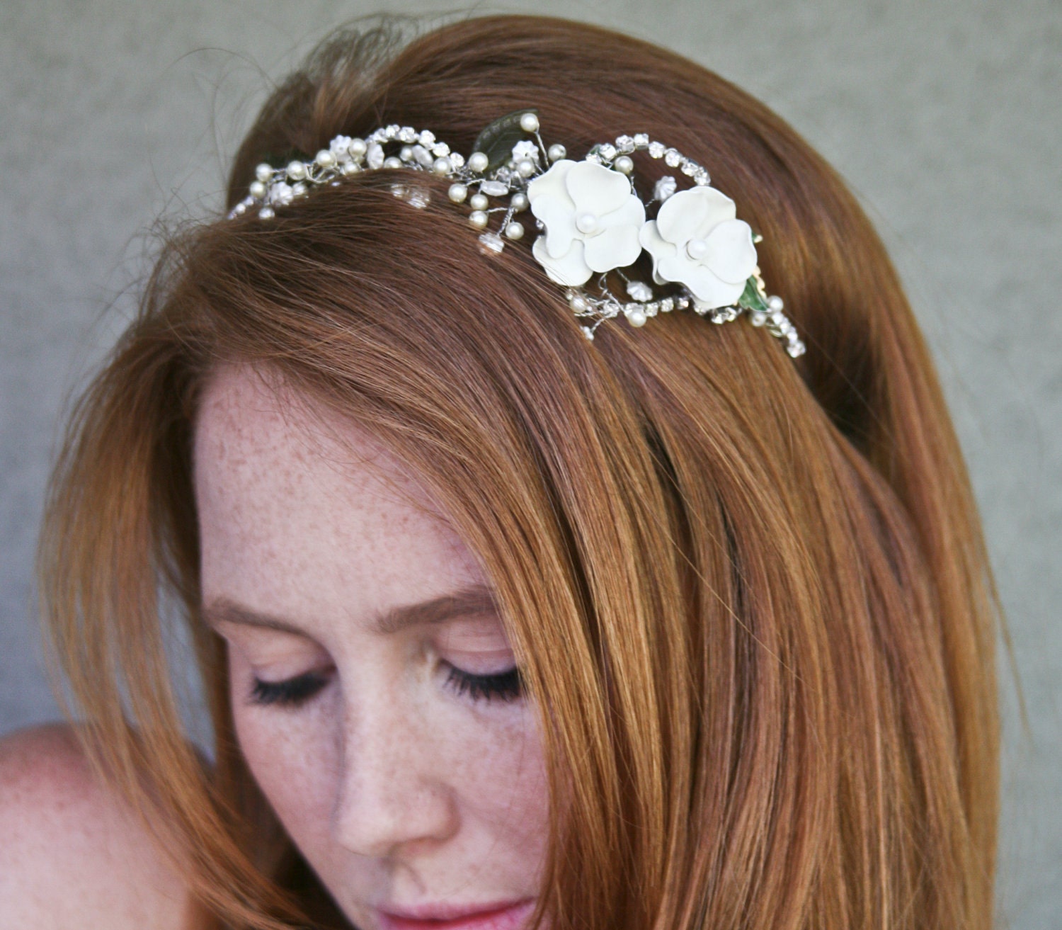 vintage rose and rhinestone wedding tiara, wedding hair acessories