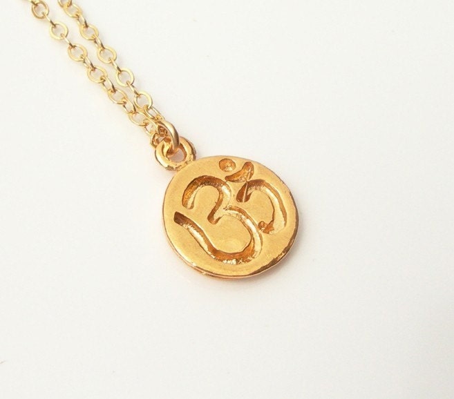 Om Pendant Necklace in 18kt gold  on 14kt Gold Filled Chain