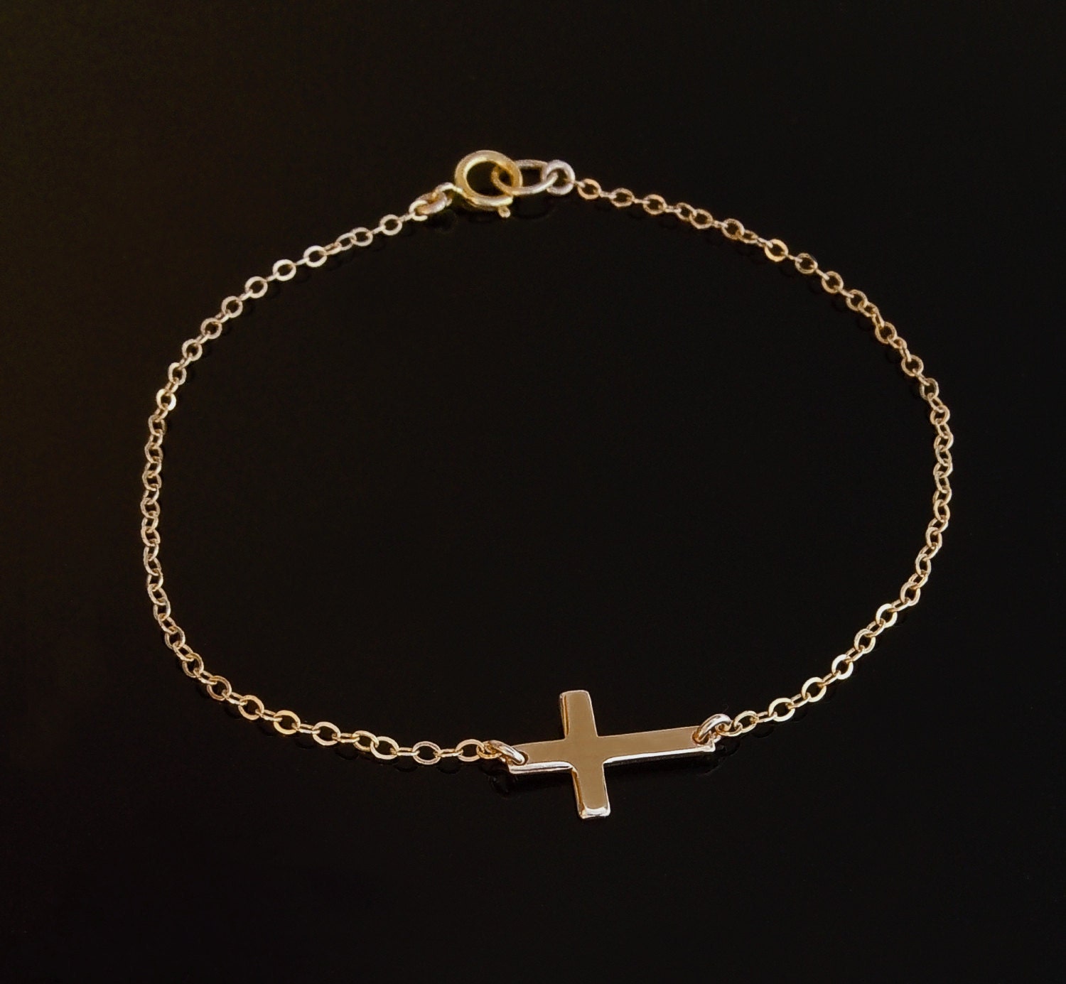 Small Sideways Cross Bracelet 14kt Gold Filled