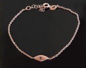 Mini Evil Eye Bracelet in  Sterling Silver or Yellow Gold
