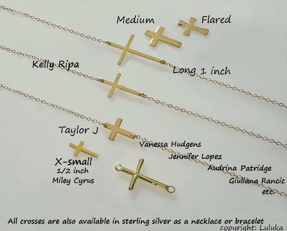 Kelly Ripa Sideways Cross Necklace - 14kt Gold Filled - Skinny Cross