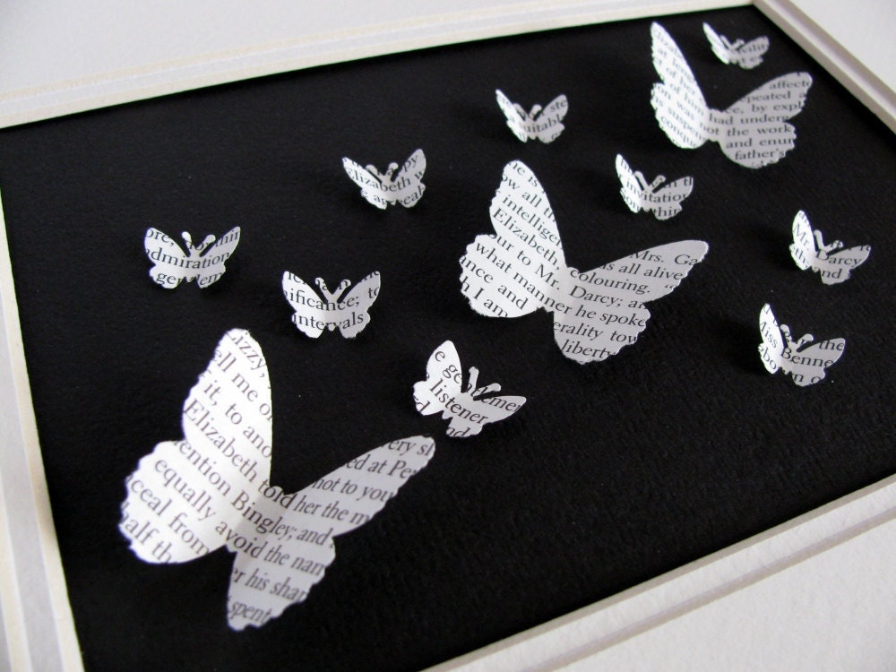 PRIDE and PREJUDICE Recycled 3D Butterfly Art - Made to Order - 5x7