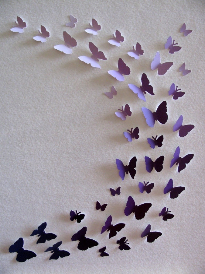 Purple Paint Chips Recycled - 3D Butterfly Art - 8x10 - Ready to Ship