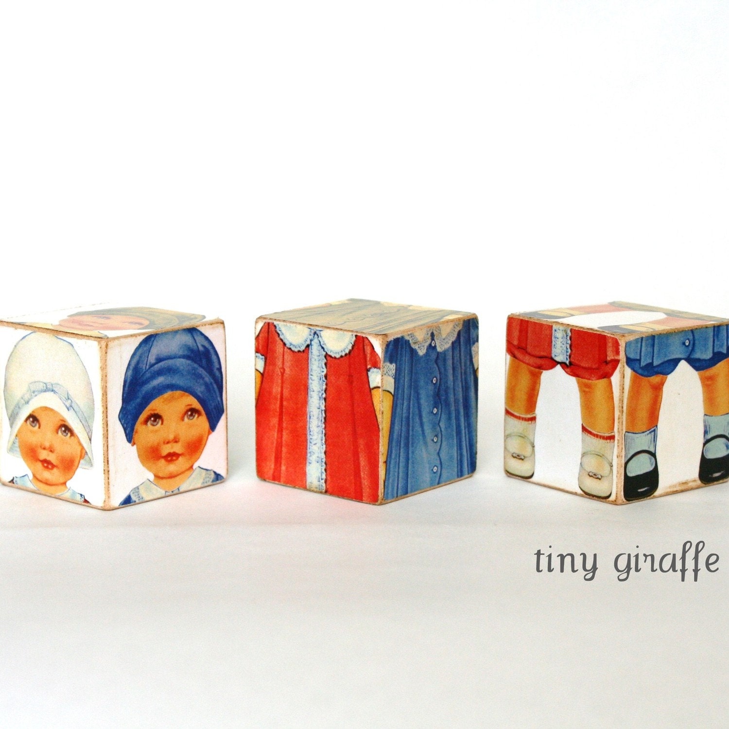 Paper Doll Blocks Babies wood toy blocks stacking toy wooden block puzzle