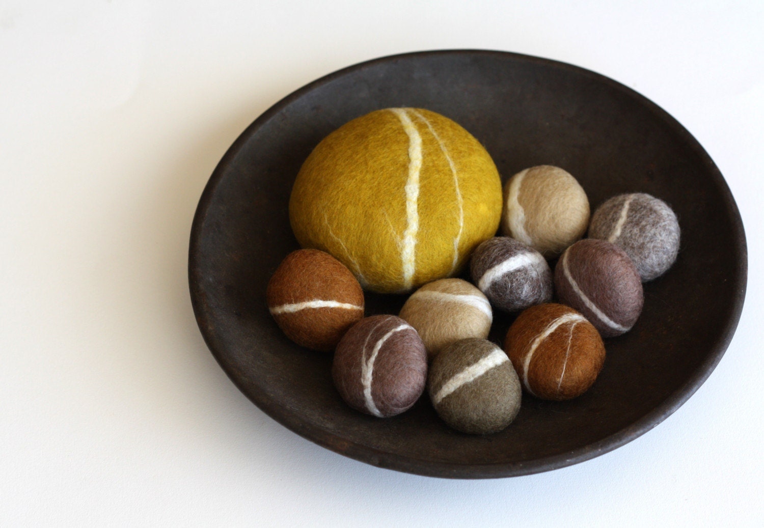 Golden Felted Pebble Gift Set