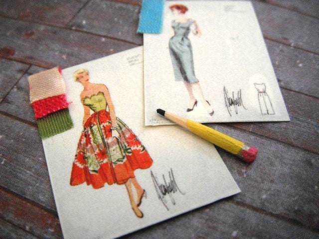 Miniature Fashion Sketches (set of 3)
