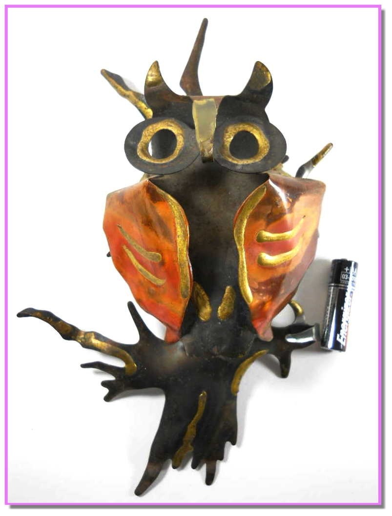 Vintage Large Metal Owl Wall Decor Art