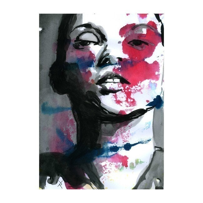 watercolor painting of print art digital fashion illustration l.e.10/100